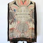 Vocal  Brown Embellished Mixed Media Waffle Thermal Kimono Cardigan Size Medium Photo 3
