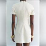 ZARA   Womens Mini Dress M Ecru Off White Embroidered Linen blend Photo 1