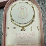 NIB The Fun Moms Tennis Club Evil Eye Bracelet 2 Earrings Set Silver Plated Photo 0