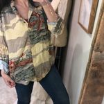 British Khaki  size 12 shirt equestrian print longsleeve Photo 3