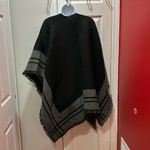 Woolrich  Black & Gray Soft Poncho Fringe Wrap One Size Photo 3