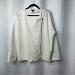 Eileen Fisher white flex tencel ponte round neck zip moto jacket size XL Photo 1