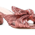 Loeffler Randall new  𒀭Emilia Pleated Bow Mule Heel 𒀭Metal Rose Plissé 𒀭 6.5M Photo 0
