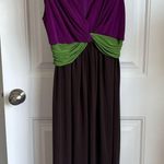 Suzi Chin  Vibrant Purple and Green Midi Dress Photo 2