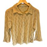 Anthropologie Odille Nude Color Sheer Floral Lace Top - size Large Photo 0
