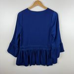 Devlin  Womens Embroidered Bell Sleeve Tunic Top in Blue Sz XS Boho Peasant Flowy Photo 6