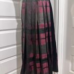 Joan Rivers Vintage Plaid Silk Skirt Burgundy Black Pleated Long Skirt Photo 2