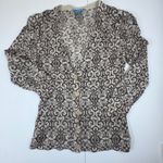 WHITE + WARREN 100% Cashmere Scroll Pattern V Neck Cardigan Sweater Womens M Brown Size M Photo 0