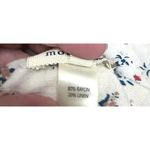 Monteau M Cream Floral Dress Button Front Square Neck Linen Blend Farm Cottage Photo 4