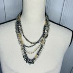 Loft Ann Taylor  Multi 5-Strand 19" Necklace Glass Wood Beaded Adjustable Photo 0