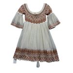 Ronny Kobo Women's Adina Mini Dress Geometric Pattern Tassel Bell‎ Sleeve Boho S Brown Photo 1