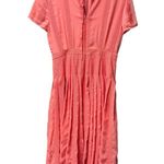 J.Crew Embroidered Flowy Chiffon Short Sleeve Pleated Skirt Midi Dress Pink 6 Photo 13