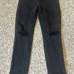 American Eagle Super Hi Rise Jegging Jeans Black Ripped Knee Women Size 8 Short Photo 0
