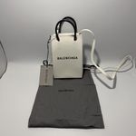 Balenciaga  Shopping Phone Holder Tote Bag White Leather Crossbody Made in Italy Photo 3