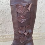 Valentino Garavani brown leather floral appliqué knee-high boots size IT 38 US 8 Photo 6