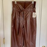 Open Edit NWT  Faux Leather Pants Brown Size Small Photo 3