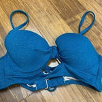 Shade & Shore  Womens 32B Bikini Top Teal Shimmer‎ Underwire Padded Swim Bra Knot Photo 0