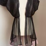 Vintage Seductivewear by Cinema Etoile Black Ruffle Sheer Robe, XL Pink Photo 0