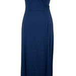 Lulus  Small Navy‎ Blue Wrap Maxi Dress Short Sleeve Tie Back Flowy Elegant Gown Photo 0