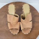Nine West Womens Jaimy Sandals 7 Tan Leather Open Toe Cork Platform Wedge Heels Photo 4