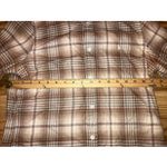 Polo Ralph Lauren Flannel Shirt Top Women Medium Beige Brown Plaid Pony Preppy Tan Size 8 Photo 3