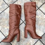 Aquazzura Cognac Luggage New Bel Air Knee High Calf Leather Boots 7.5 $1,395 Tan Photo 11