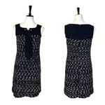 St. John Women’s Dress Shift Tweed Silk Ribbon Tie Sleeveless Black White Size 4 Photo 11