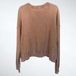 easel  Flower Patch Mineral Washed Terry Knit in Brown Size S Photo 3