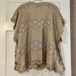 Lumiere Women’s Tan Knit Crochet Poncho Blouse One Size Size undefined Photo 3