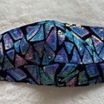 NWOT Blue Rainbow Iridescent Holographic Sequin Face Mask Photo 2