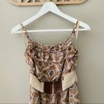 Vanity Floral Print Ruffle Dress Tan Sz Medium Photo 1