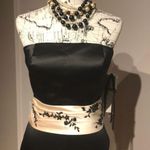 Bill Levkoff Cathedral Formal Evening Prom Gown Satin Embellished Beads Strapless Train A-line Photo 3