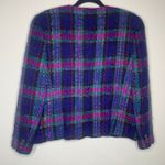Talbots  Petites Blazer Plaid Pink Purple Green Sz 14 Photo 5