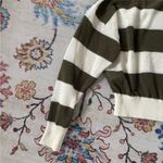 Madewell  Loose-Knit Crewneck Sweater Cropped, Ivory & Olive Green Medium Photo 8