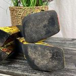 Liliana  Yellow & Black Animal Print Chain Square Toe Triangle Heel Shoes 8 Photo 5