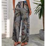 NWT ~ Gray Abstract Pockets Wide Leg Loose Casual Pants ~ Women's Size LARGE Photo 1