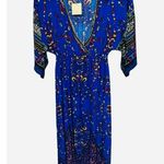 Flying Tomato Anthropologie Fly Tomato Geometric Boho Retro Blue Maxi Dress NWT Size Small Photo 0
