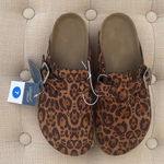 Universal Threads Universal Thread Brown Leopard Clogs with Buckle Photo 0