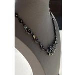 Vintage Heart Floral Necklace Pink & Green Crystals Flower Necklace Sz 16” Silver Photo 5