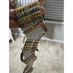 Jose Cotel Paris France Vtg Belt Silver Gold Links White Leather‎ Photo 4