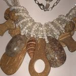 Vintage White Boho Seed Bead Beaded Multi Strand Shell Pendant Necklace Photo 3