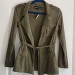 Kendall + Kylie  Military Faux Suede Belted light weight jacket Army green XS Photo 1