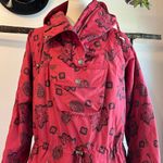 L.L.Bean Water Resistant Printed Pullover Hooded Utility Jacket Size Large Red Photo 8