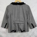 White House | Black Market WHBM Women's Black White Textured Tweed Fringe‎ Blazer Jacket Size 10 Photo 10