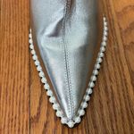 Karl Lagerfeld  PARIS Cyron Leather‎ Stiletto Booties Silver 8.5 Photo 5