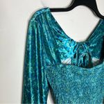 Free People  Bali tightrope romper blue green velvet long‎ sleeve women’s size XS Photo 3