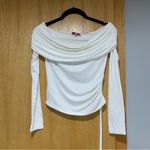 Edikted  Fold Over Off The Shoulder White Blouse - Size Small Photo 1