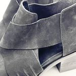 Eileen Fisher Walt Black Leather Side Cutout Cross Strap Heel Booties, Size 8.5 Photo 2