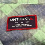 UnTuckIt Teal Green Blue Plaid Long Sleeve Button Front Shirt Womens Size 10 Photo 1