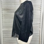 SEARCH FOR SANITY Faux Leather & Lace 3/4 Sleeve Top Black Photo 1